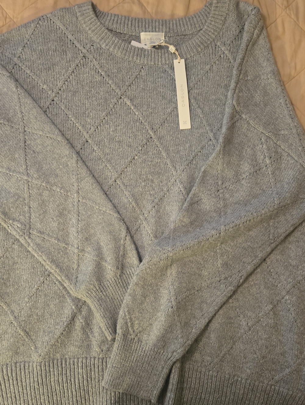 Light Gray Diamond Knit Sweater